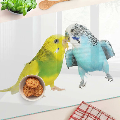 Tabla de cortar de cristal Loros amarillos y azules