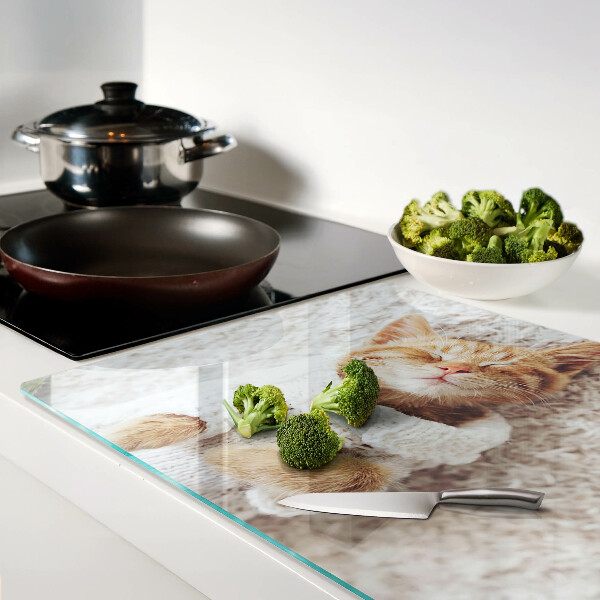 Tabla de cortar de cristal Lindo gatito con un suéter