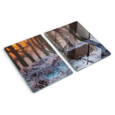 Tabla de cocina Ciervos en el bosque de invierno