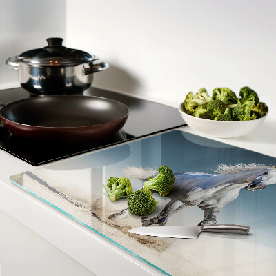 Tabla de cortar Caballo blanco en movimiento