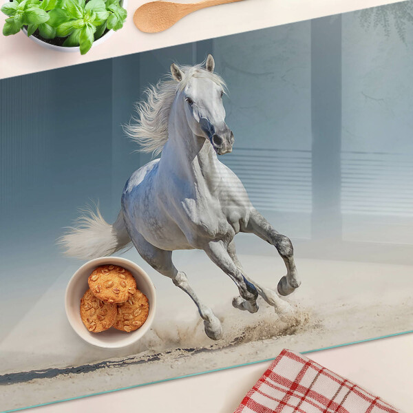 Tabla de cortar Caballo blanco en movimiento