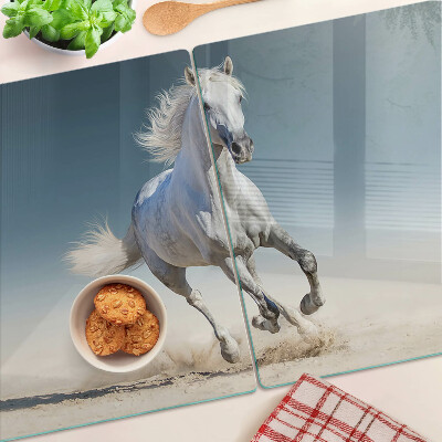 Tabla de cortar Caballo blanco en movimiento