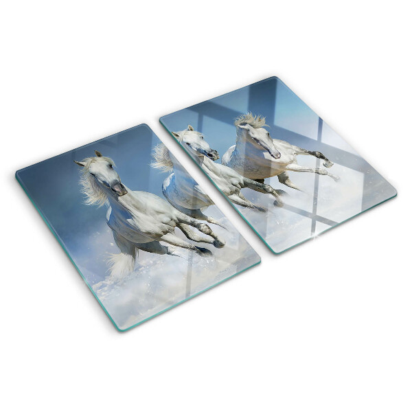 Tabla de cocina Caballos blancos al galope