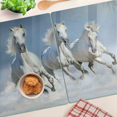 Tabla de cocina Caballos blancos al galope