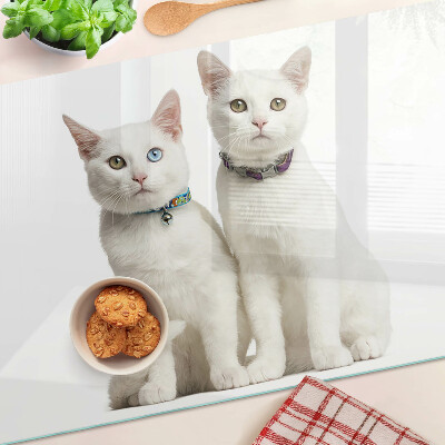 Tabla para cortar Gatos blancos con ojos de diferentes colores.