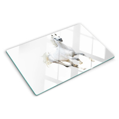 Tabla de cortar de cristal Caballo blanco en movimiento