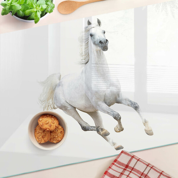 Tabla de cortar de cristal Caballo blanco en movimiento