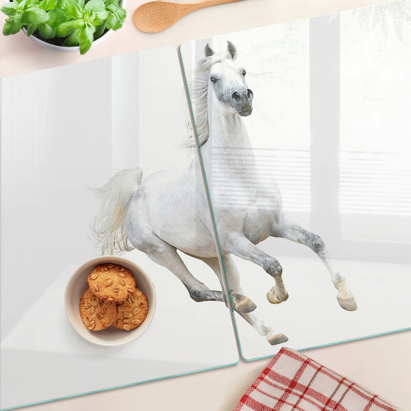 Tabla de cortar de cristal Caballo blanco en movimiento