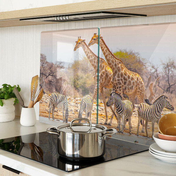 Tabla de cocina Cebra y jirafa en su hábitat natural