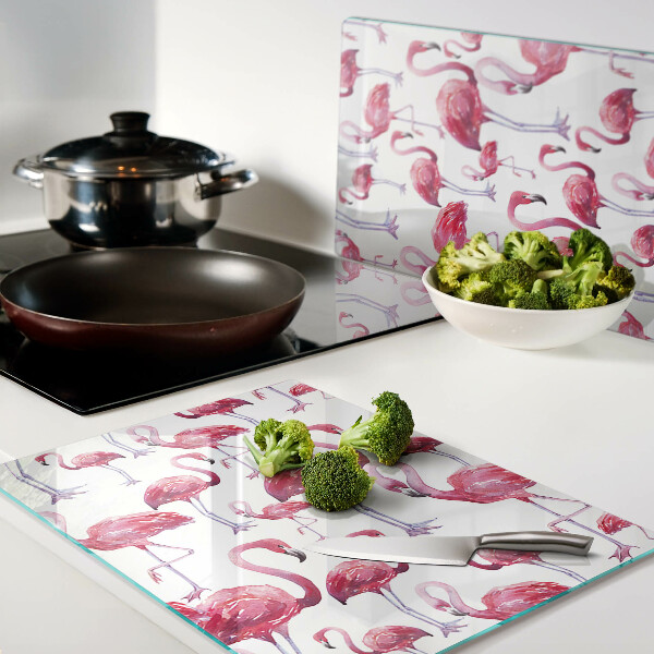 Tabla de cocina Flamencos sobre un fondo blanco