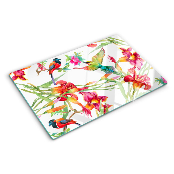 Tabla para cortar Flores y aves exóticas