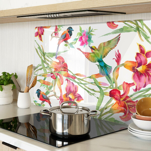 Tabla para cortar Flores y aves exóticas