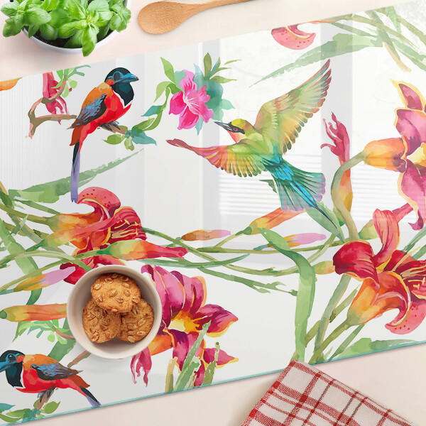 Tabla para cortar Flores y aves exóticas