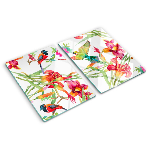 Tabla para cortar Flores y aves exóticas