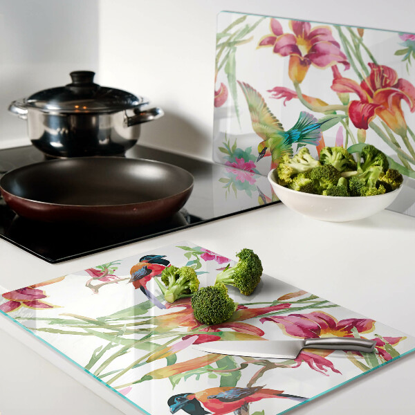 Tabla para cortar Flores y aves exóticas