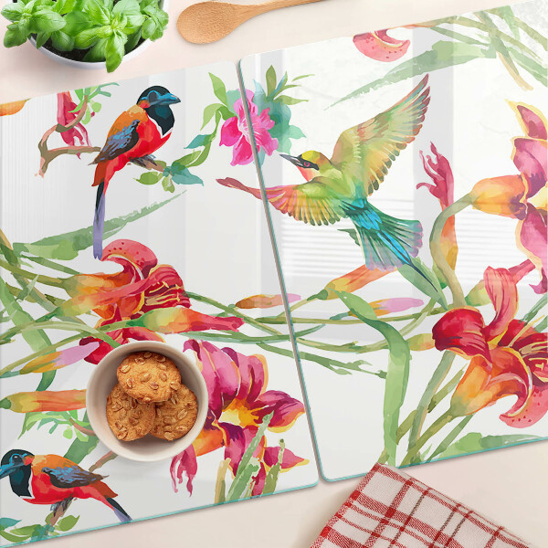 Tabla para cortar Flores y aves exóticas