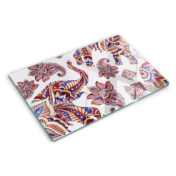 Tabla de cortar de cristal Motivo paisley con flores