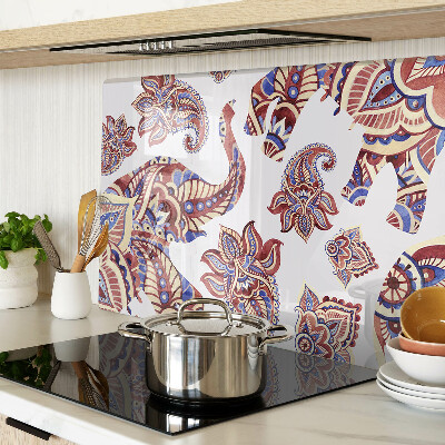 Tabla de cortar de cristal Motivo paisley con flores