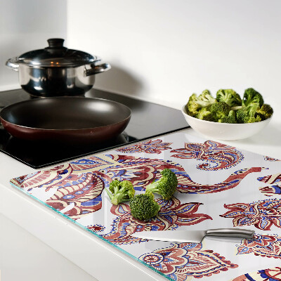 Tabla de cortar de cristal Motivo paisley con flores