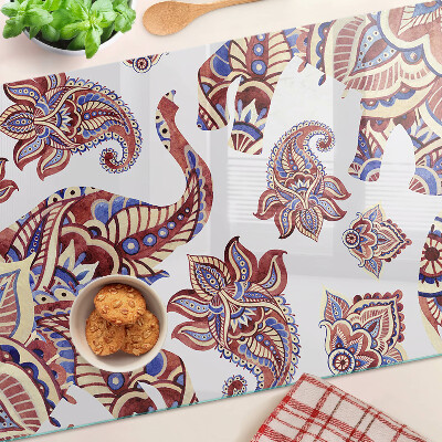 Tabla de cortar de cristal Motivo paisley con flores