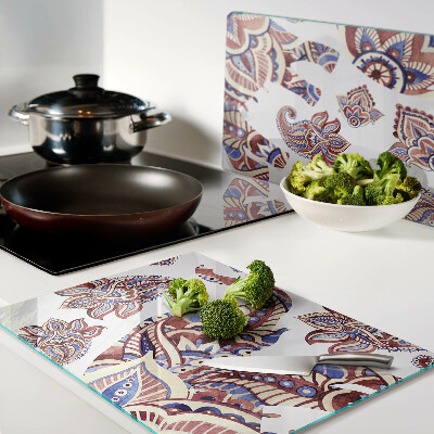Tabla de cortar de cristal Motivo paisley con flores