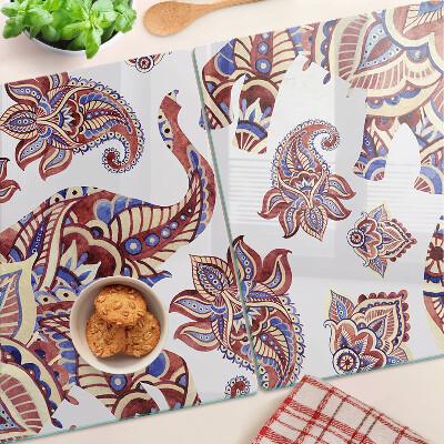 Tabla de cortar de cristal Motivo paisley con flores