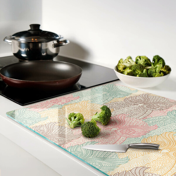 Tabla de cortar de cristal Motivo de flores y pájaros