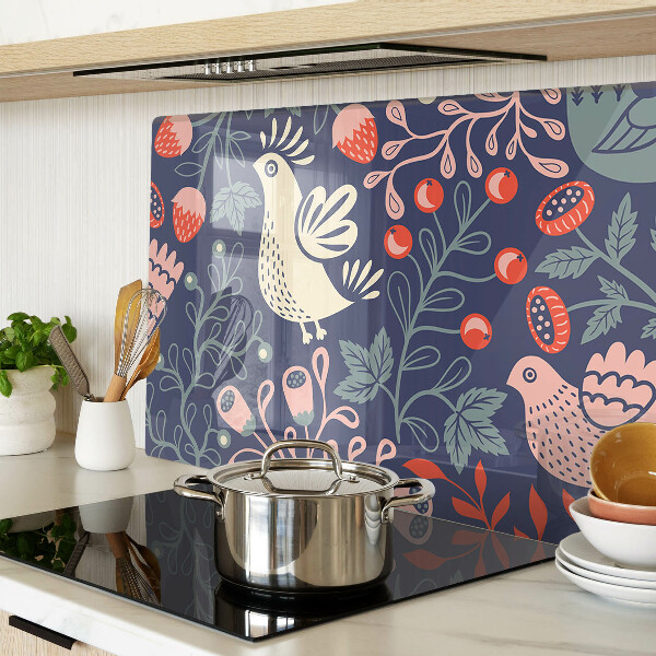 Tabla de cortar Pájaros y frutas en estilo folklórico