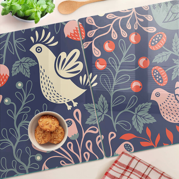 Tabla de cortar Pájaros y frutas en estilo folklórico