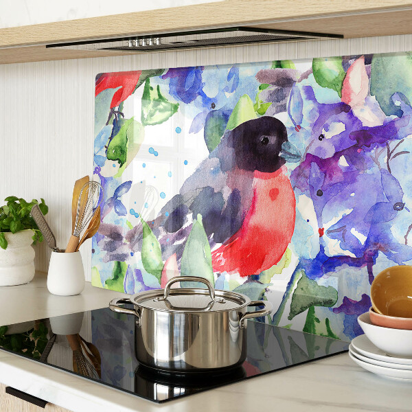 Tabla de cocina Un pájaro sobre un fondo de flores.