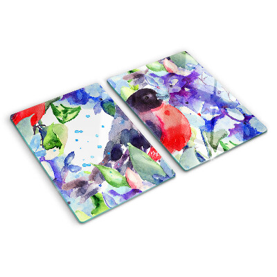 Tabla de cocina Un pájaro sobre un fondo de flores.