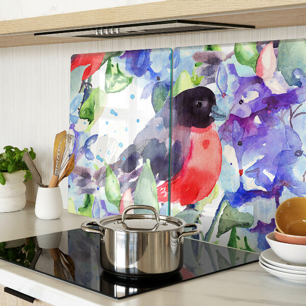 Tabla de cocina Un pájaro sobre un fondo de flores.