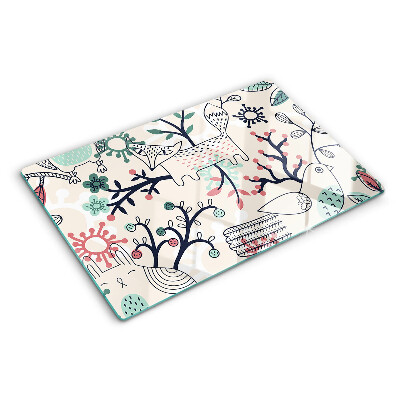 Tabla de cortar de cristal Motivo de fauna y flora forestal