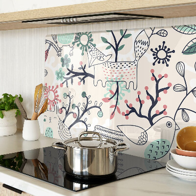 Tabla de cortar de cristal Motivo de fauna y flora forestal