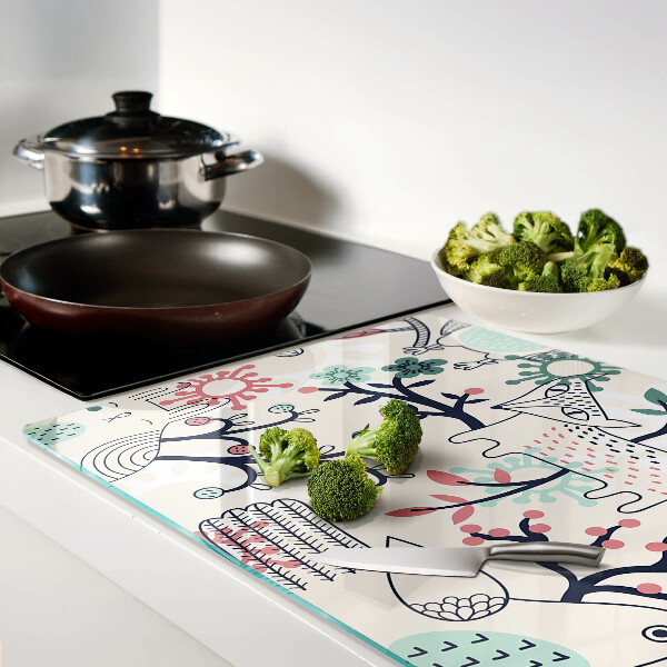 Tabla de cortar de cristal Motivo de fauna y flora forestal