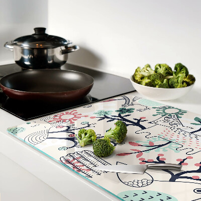 Tabla de cortar de cristal Motivo de fauna y flora forestal