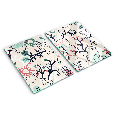Tabla de cortar de cristal Motivo de fauna y flora forestal