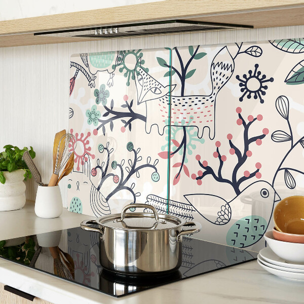 Tabla de cortar de cristal Motivo de fauna y flora forestal