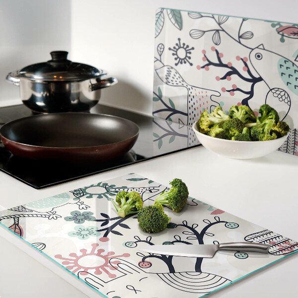 Tabla de cortar de cristal Motivo de fauna y flora forestal