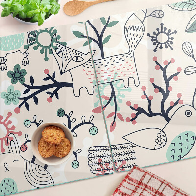 Tabla de cortar de cristal Motivo de fauna y flora forestal