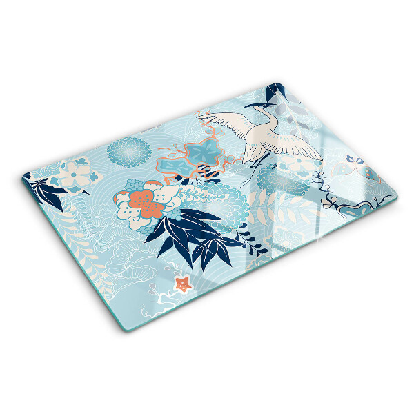 Tabla de cortar Flores y pájaros en estilo oriental.