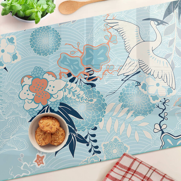 Tabla de cortar Flores y pájaros en estilo oriental.