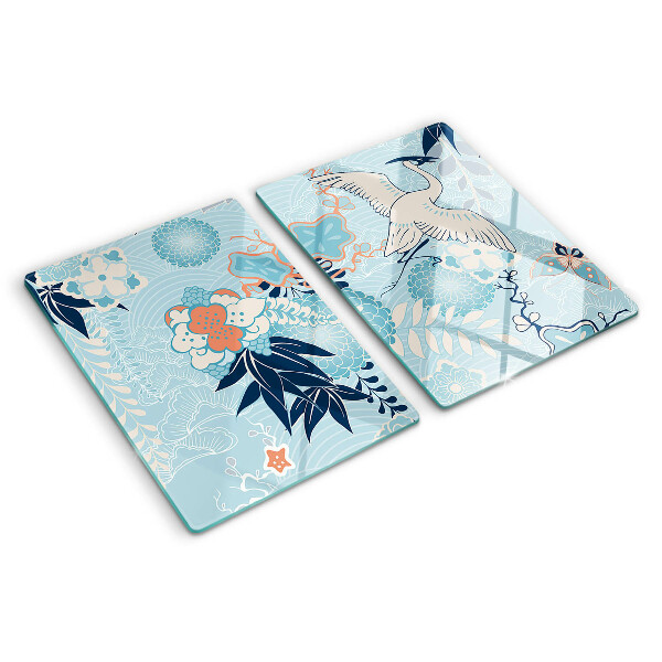 Tabla de cortar Flores y pájaros en estilo oriental.