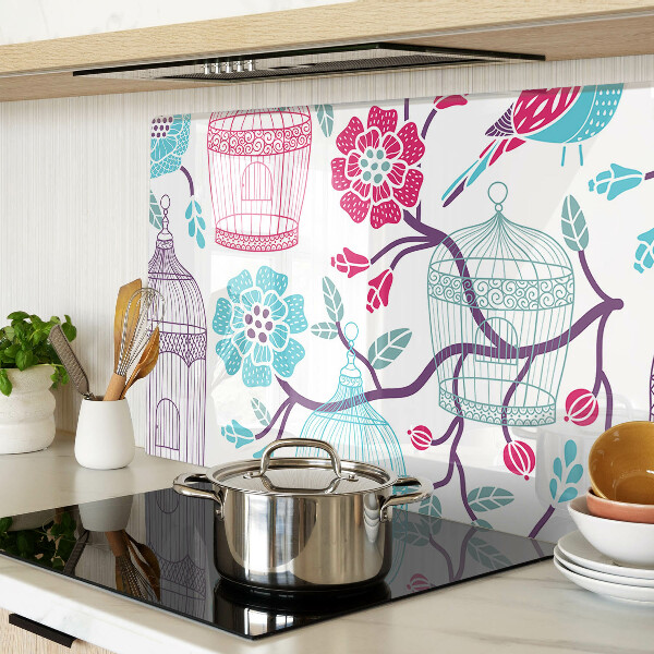 Tabla de cocina Jaulas para pájaros y flores