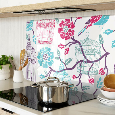 Tabla de cocina Jaulas para pájaros y flores