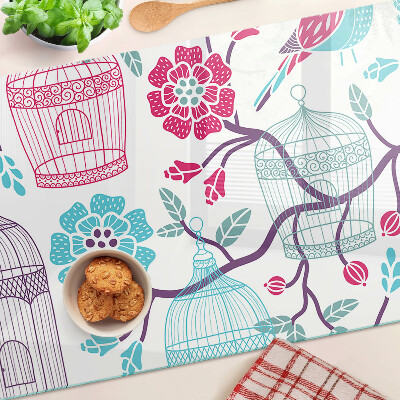 Tabla de cocina Jaulas para pájaros y flores