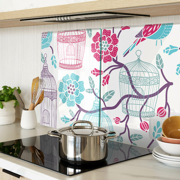 Tabla de cocina Jaulas para pájaros y flores