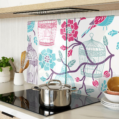 Tabla de cocina Jaulas para pájaros y flores