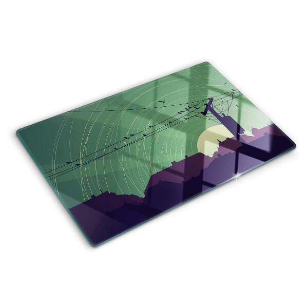 Tabla de cortar de cristal Pájaros en cables eléctricos