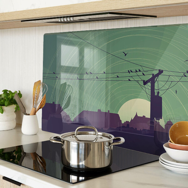 Tabla de cortar de cristal Pájaros en cables eléctricos